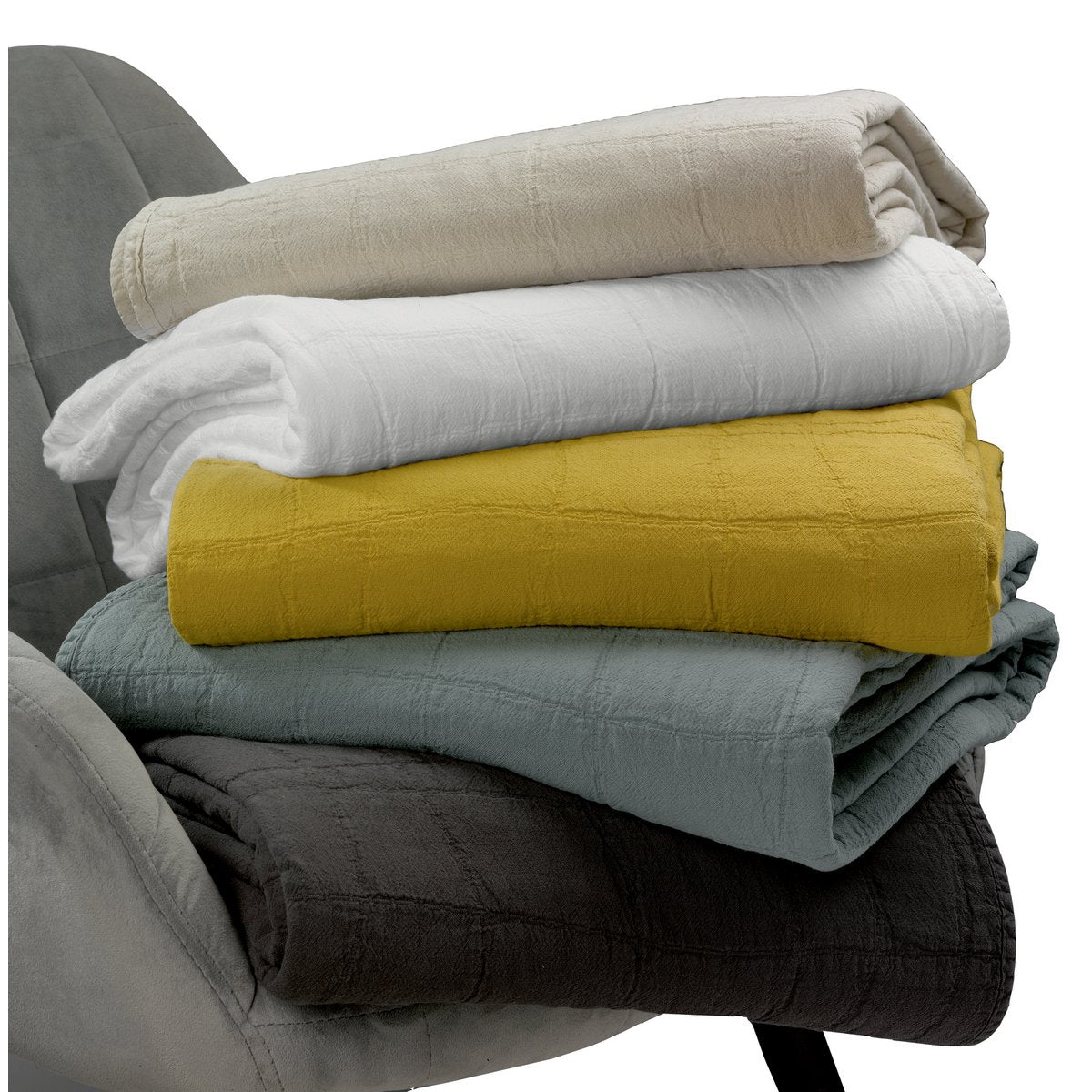 Jeté recyclé Titou Vert de gris 240 x 260