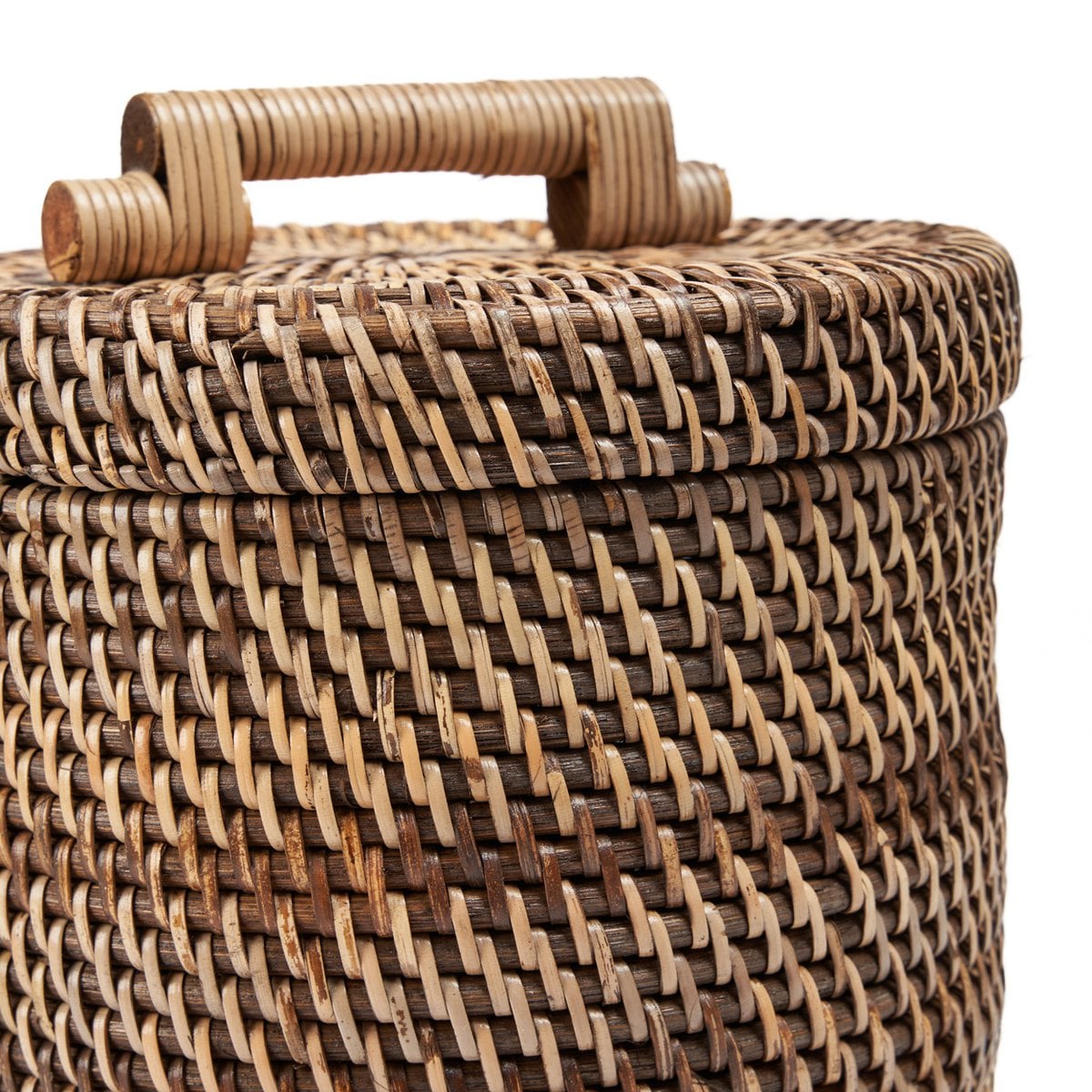 Panier de rangement en rotin avec couvercle – Brun Naturel – Haut | Bazar Bizar