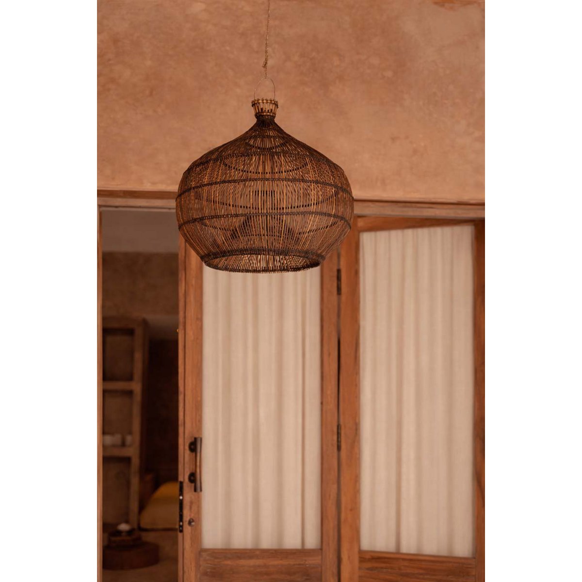 Suspension en bambou Desert Gourd – Noyer Foncé – S | Bazar Bizar