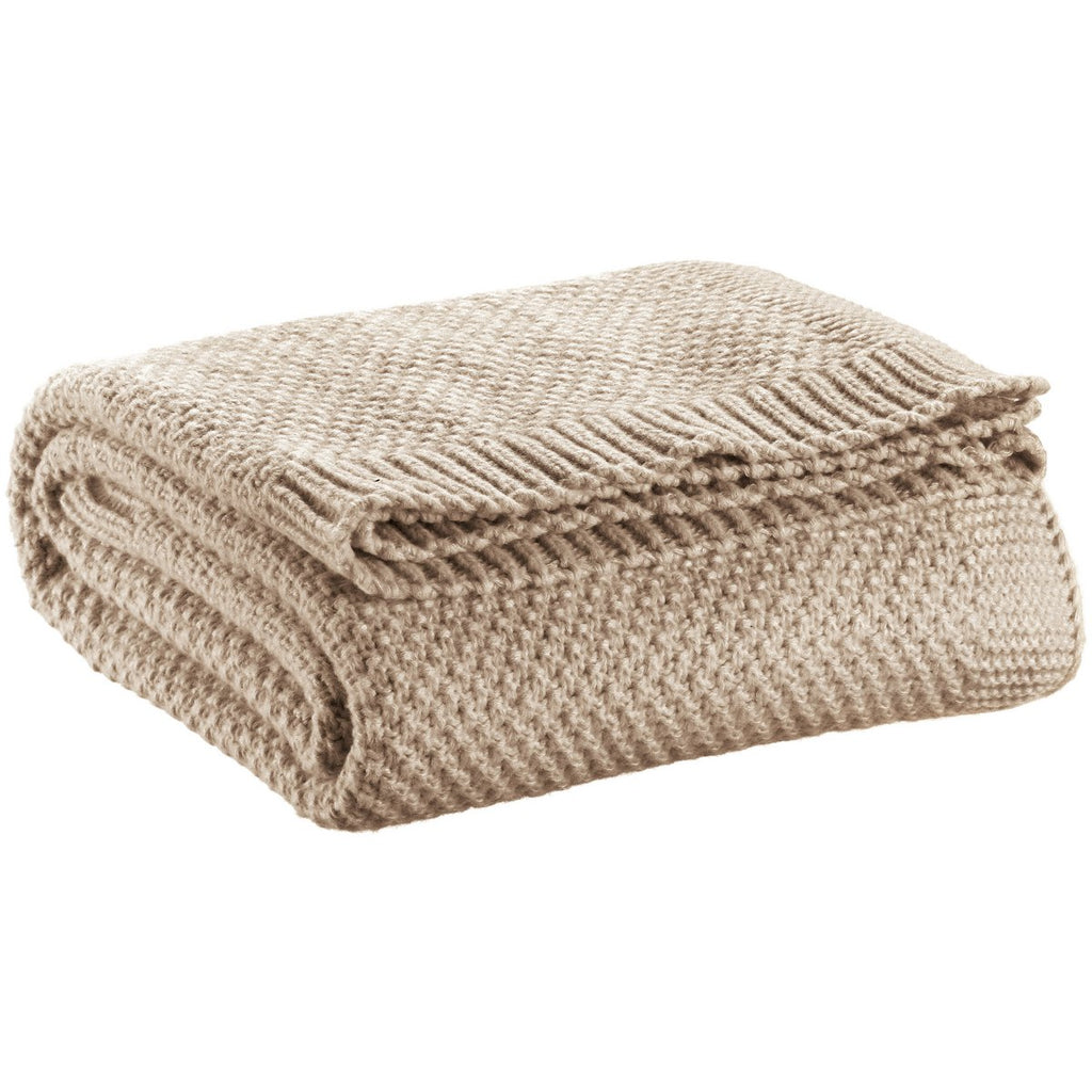 Plaid tricot recyclé Danilo Naturel 130 × 160 cm