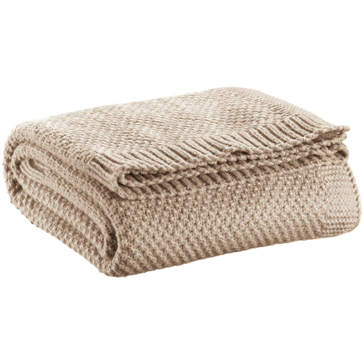 Plaid tricot recyclé Danilo Naturel 130 × 160 cm