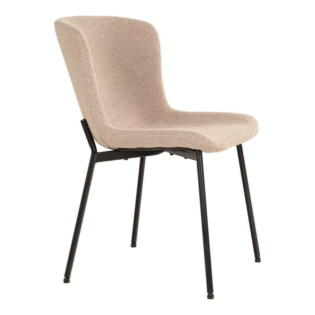 Chaise de salle à manger Maceda – Bouclé beige & pieds noirs (lot de 2)