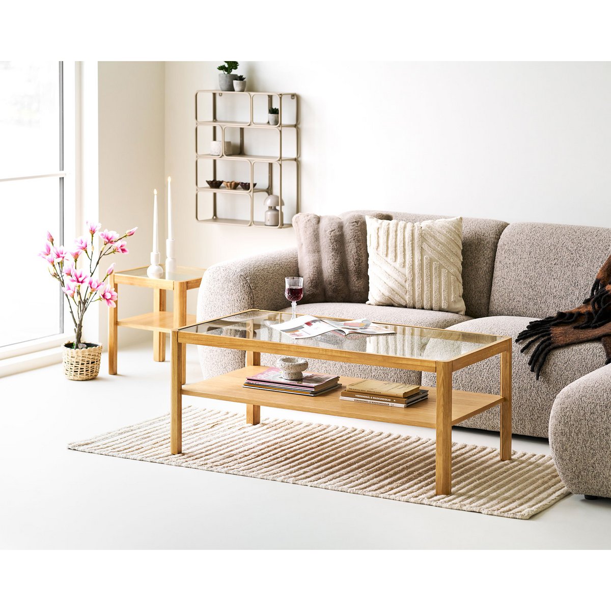 Lanciano Étagère murale, métal, beige, 48x18x64 cm