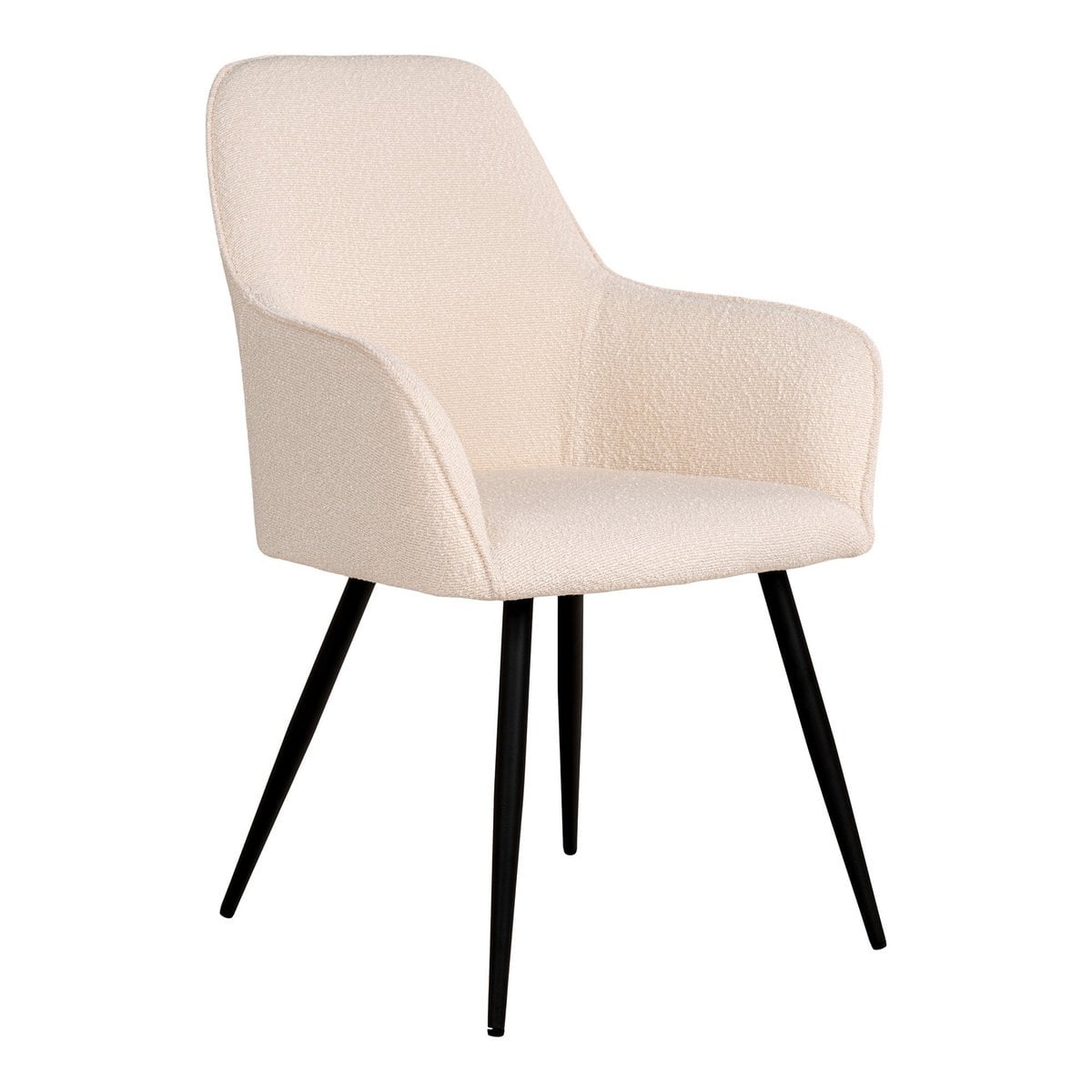 Chaise de salle à manger Harbo - Bouclé blanc, pieds noirs - Lot de 2