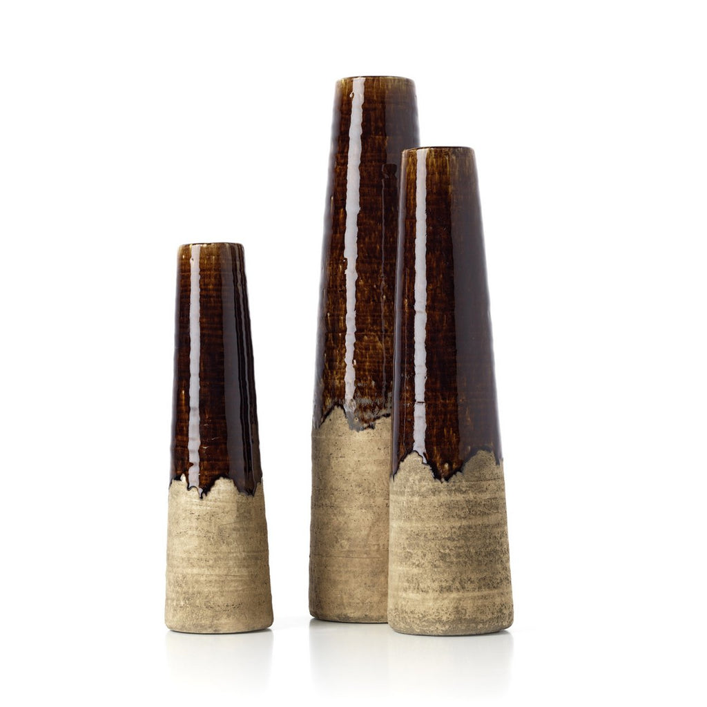 Vase conique en grès Ambre – Brun Béton – L | Bazar Bizar