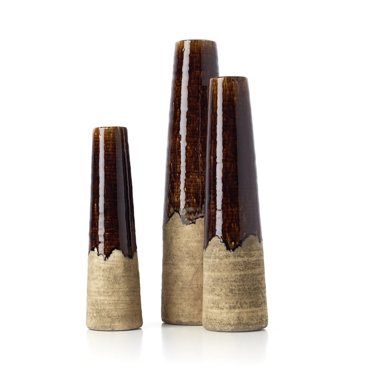Vase conique en grès Ambre – Brun Béton – L | Bazar Bizar