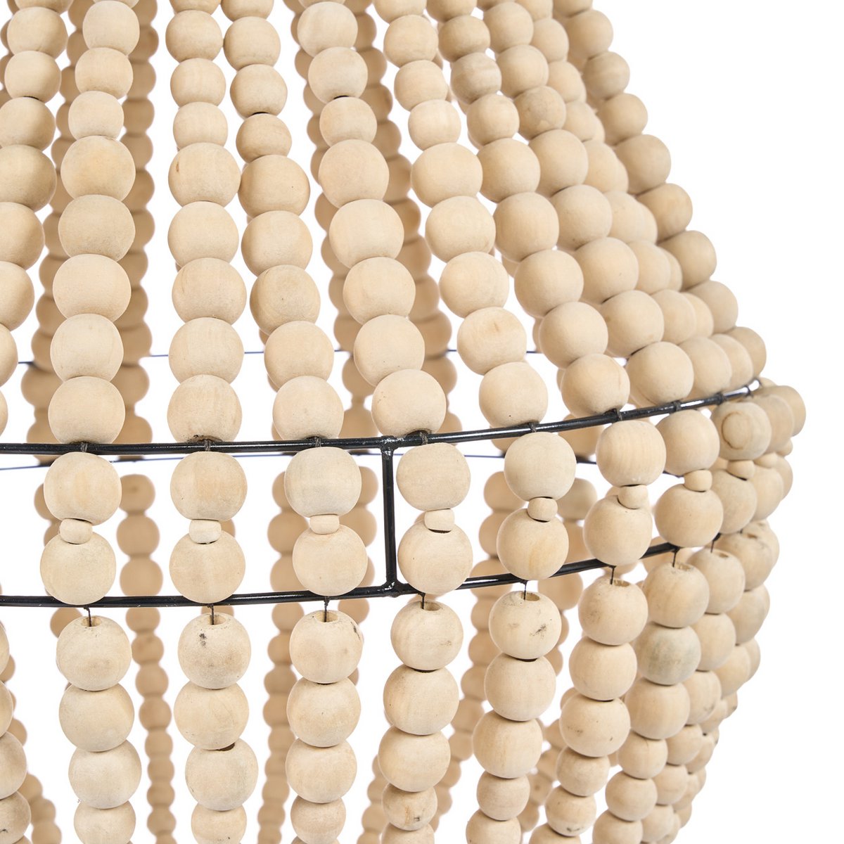 Lustre en perles de bois forme larme – Naturel – M | Bazar Bizar