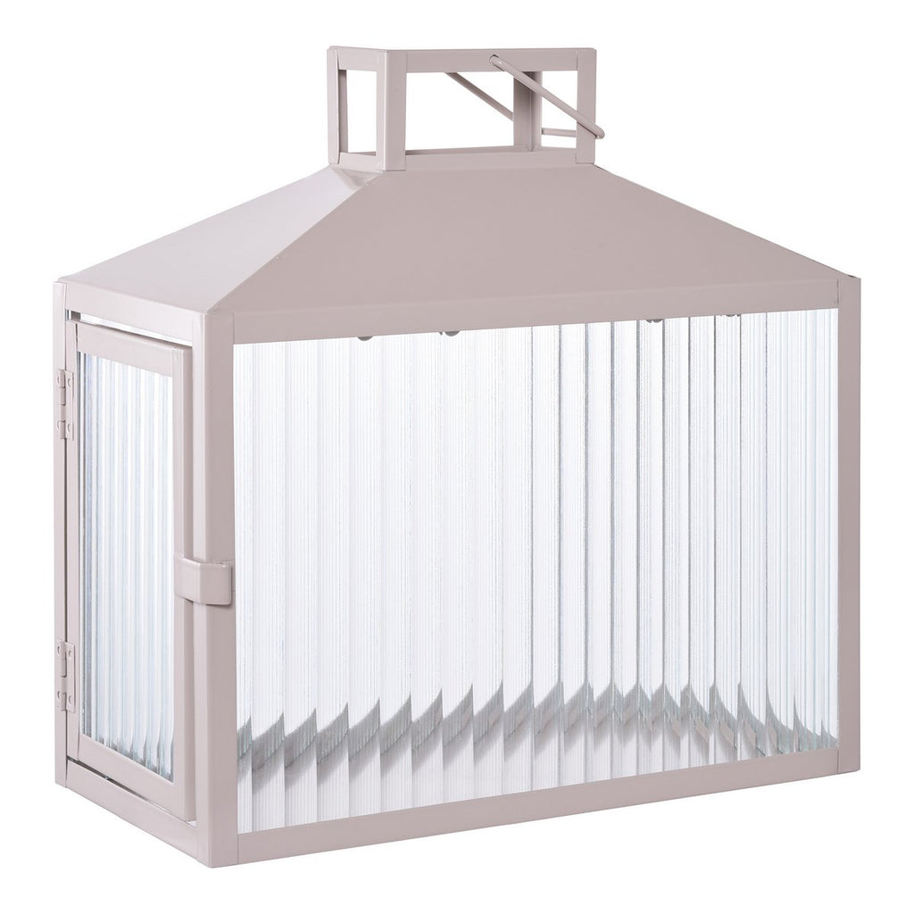Lanterne Lucca - Beige/Gris, Métal/Verre, 26,5x13x26,5 cm