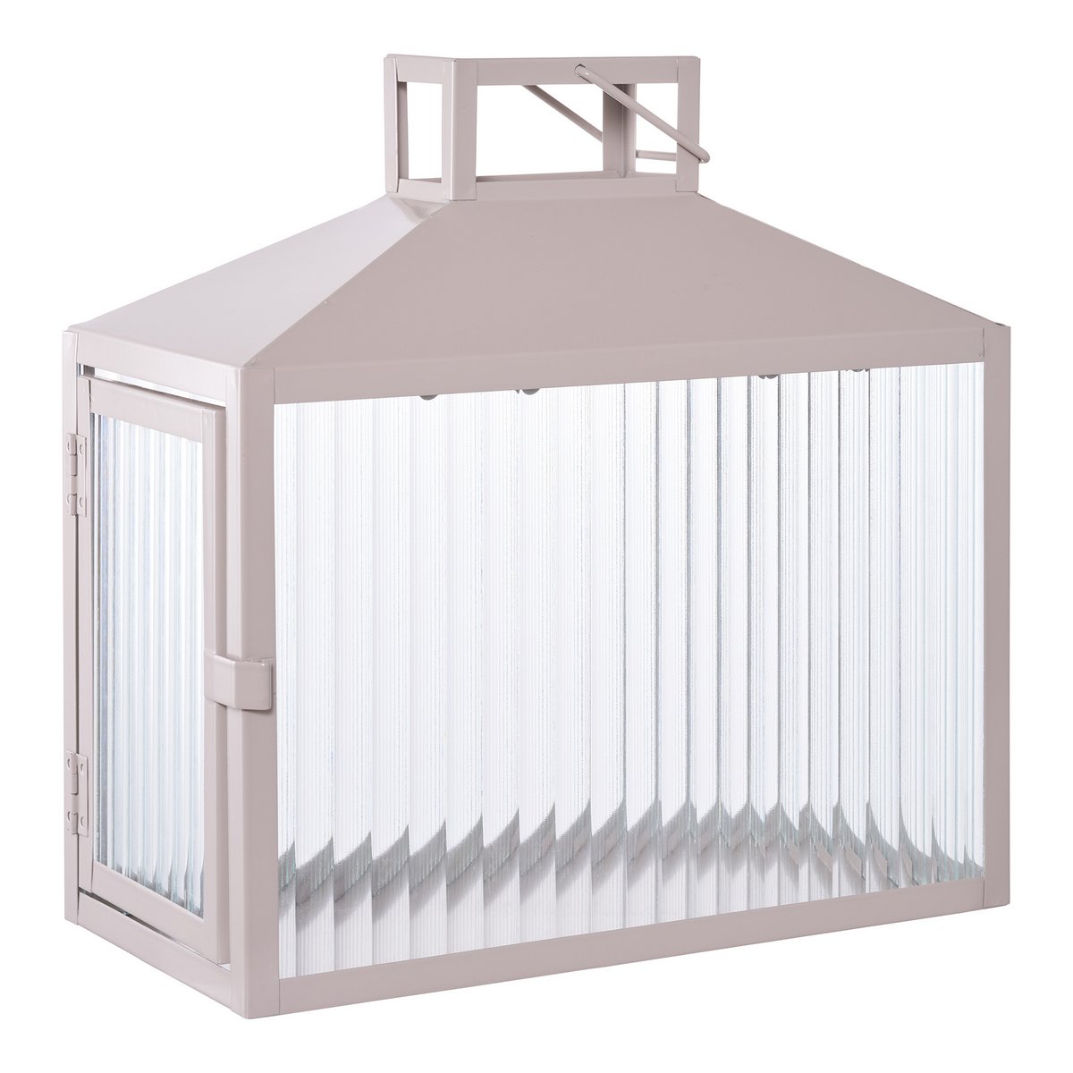 Lanterne Lucca - Beige/Gris, Métal/Verre, 26,5x13x26,5 cm