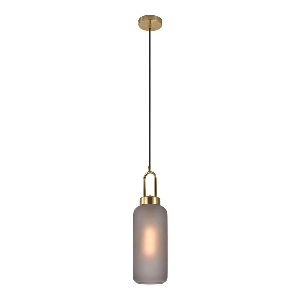 Suspension Luton - Laiton, Verre Fumé Mat, Ø13 cm, Cordon Tissu 150 cm