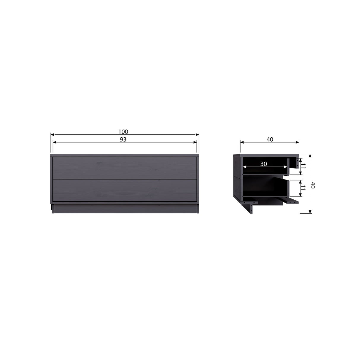 FINCA MEUBLE TV 100CM BOIS PROFOND NOIR [fsc]