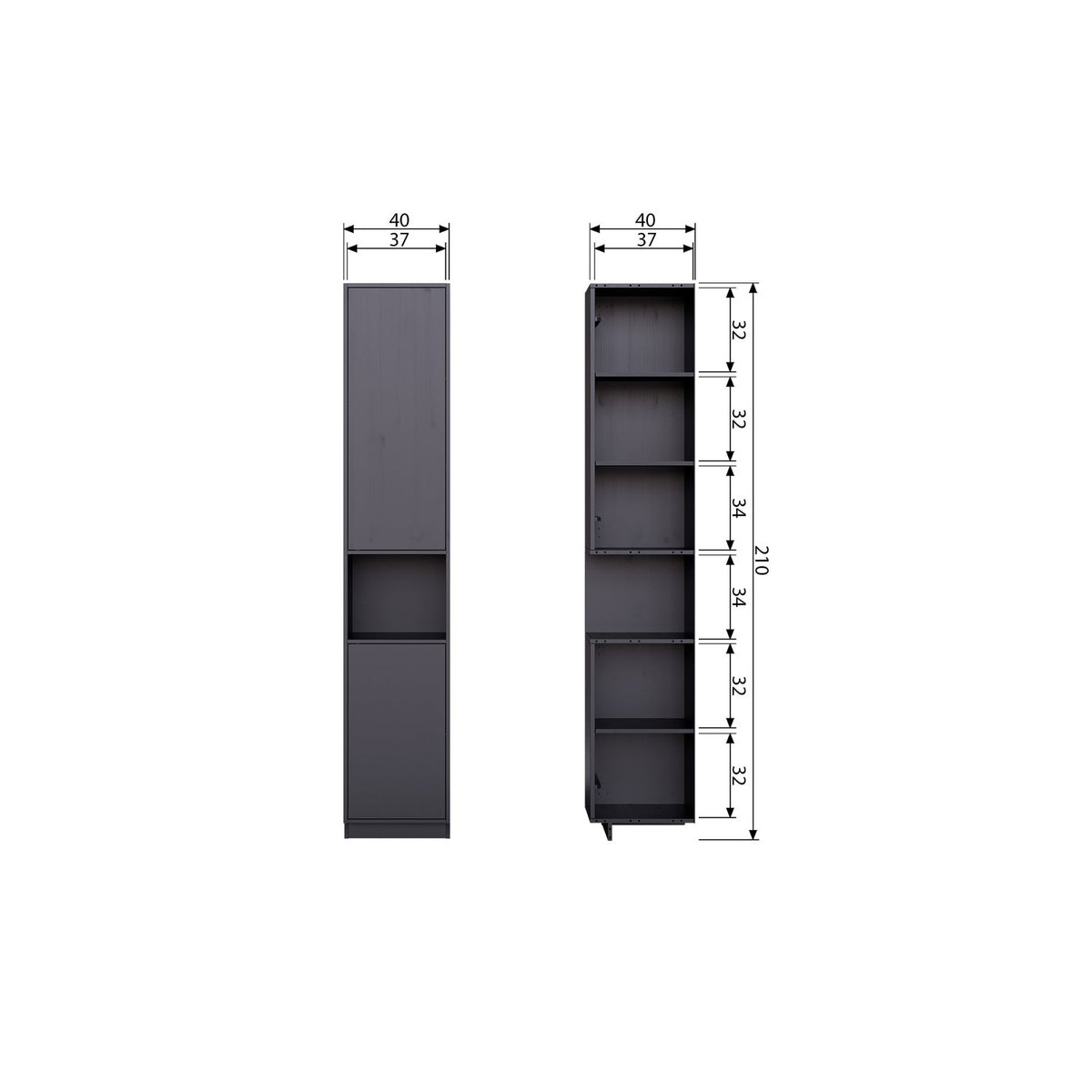 FINCA ARMOIRE DE RANGEMENT 40 CM BOIS PROFOND NOIR [fsc]