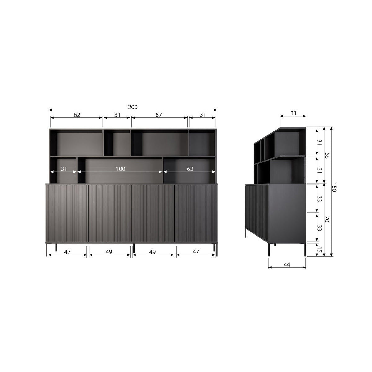New Gravure – Armoire murale en pin noir
