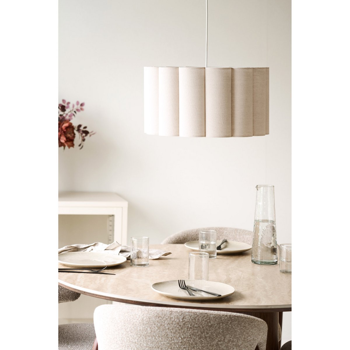 Suspension Watton en acier et lin gris et beige