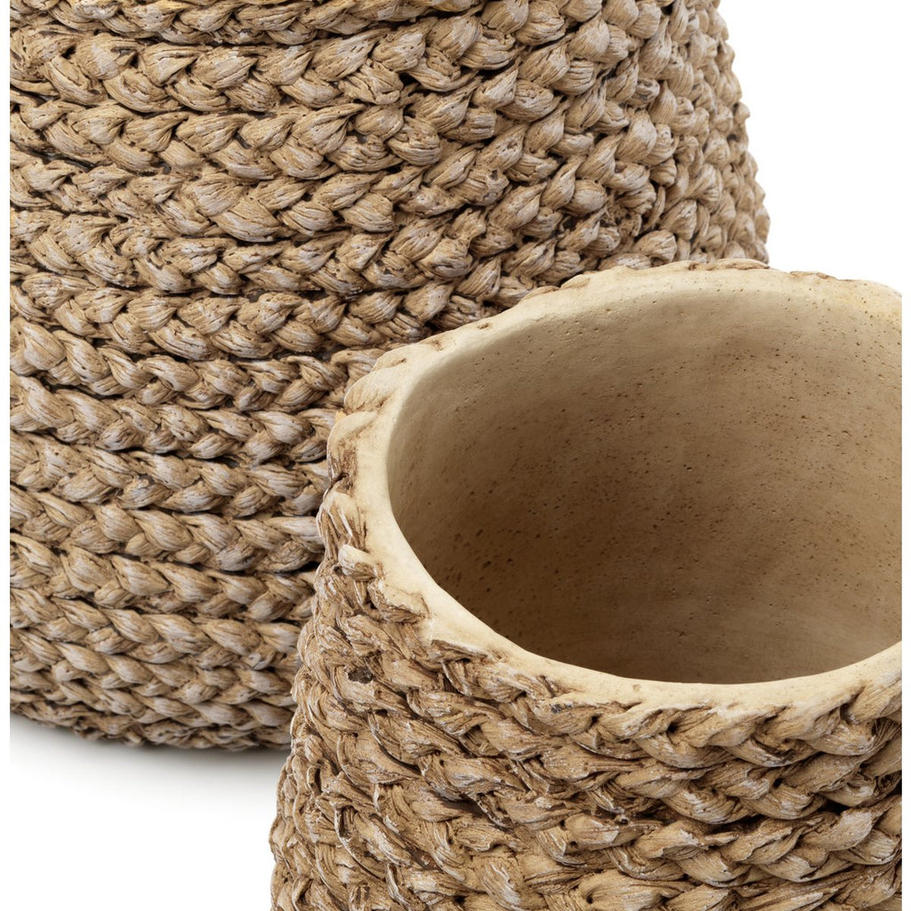 Jardinière en béton effet tressé – Naturel – L | Bazar Bizar