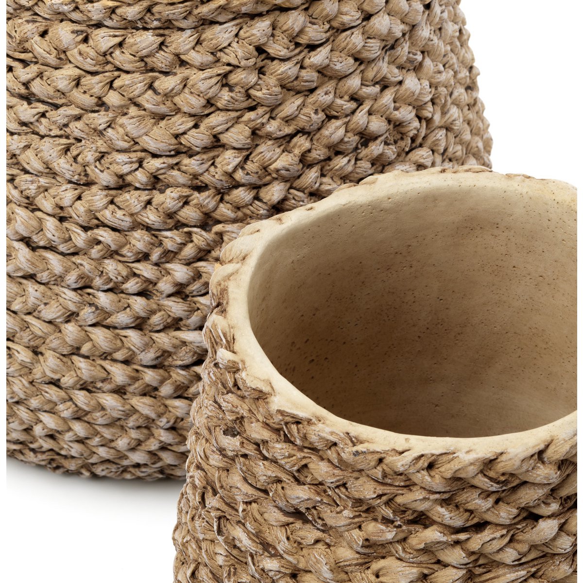 Jardinière en béton effet tressé – Naturel – L | Bazar Bizar