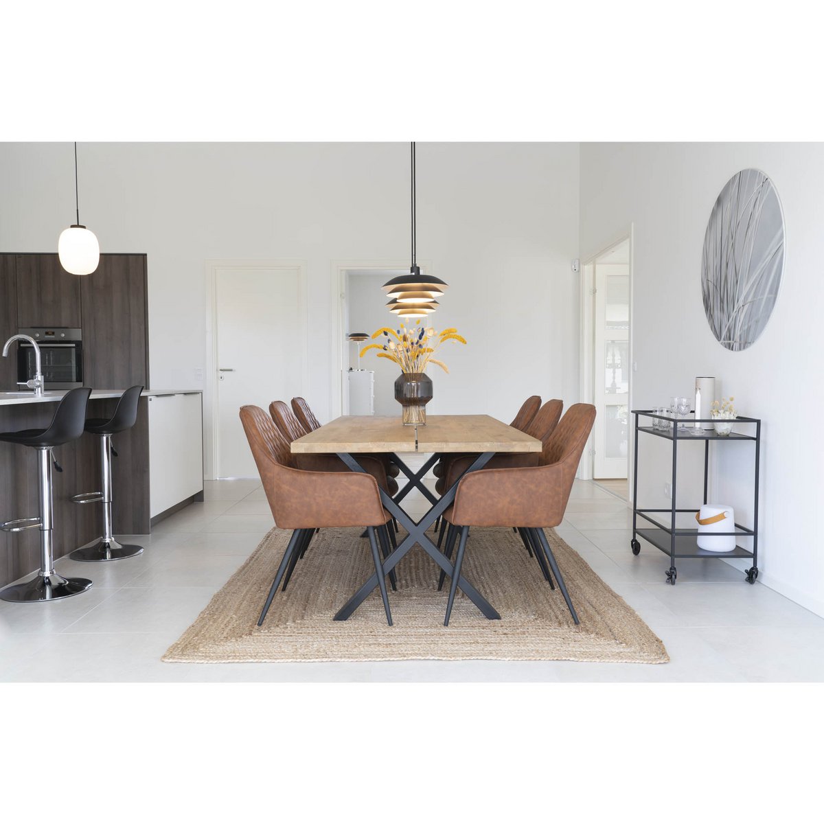 Chaise de salle à manger Harbo – PU, acier, marron – Lot de 2