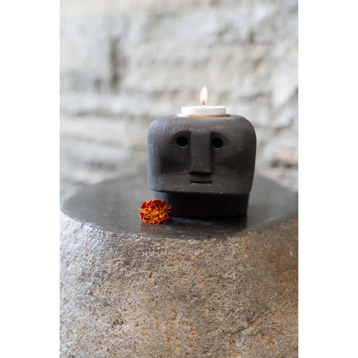 Bougeoir Sumba Stone - Pierre Sculptée