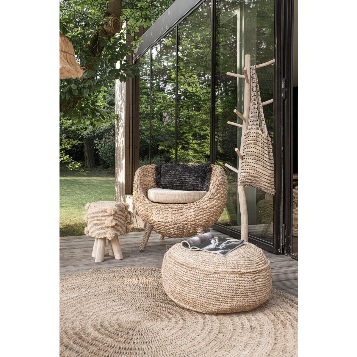 Pouf en raphia Flores – Naturel | Bazar Bizar