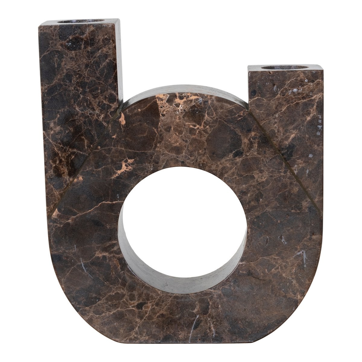 Bougeoir en Marbre Naturel - Marron, 12x3,5x14 cm