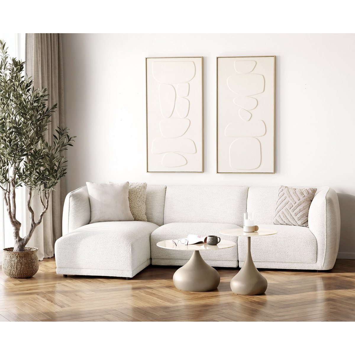 Table basse Pienza kaki en métal et verre trempé – Ø 70 × 42 cm