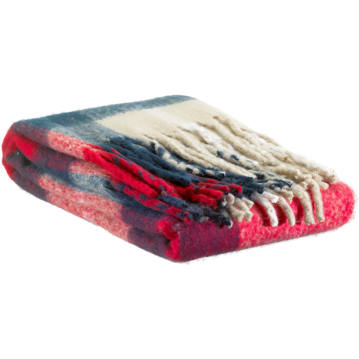 Plaid tartan Isabel Marine en polyester recyclé 130 × 160 cm