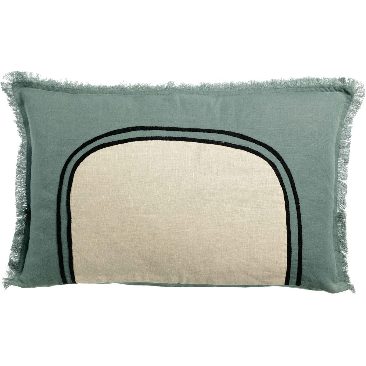 Coussin bicolore Laly Prusse en lin et coton 40 × 65 cm
