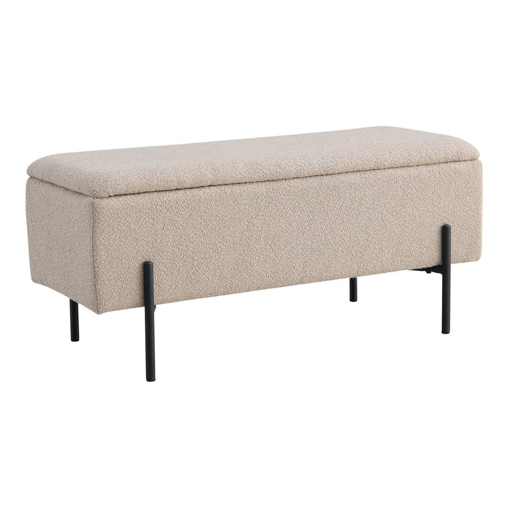 Banc coffre Watford – Bouclé beige & pieds métal noir