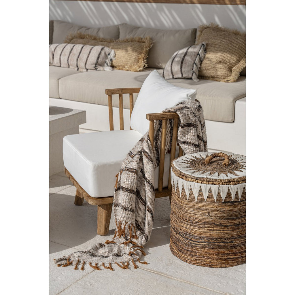Plaid en coton à franges S’il Vous Plaît – Blanc Bohème | Bazar Bizar
