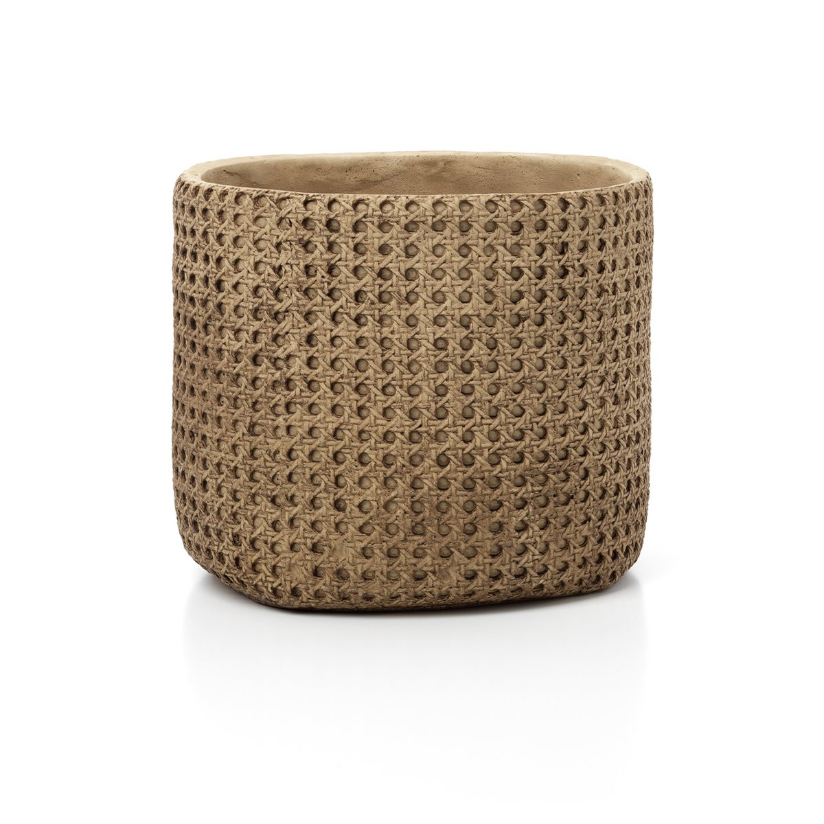 Jardinière en béton effet rotin RattanRock – Naturel – XL | Bazar Bizar