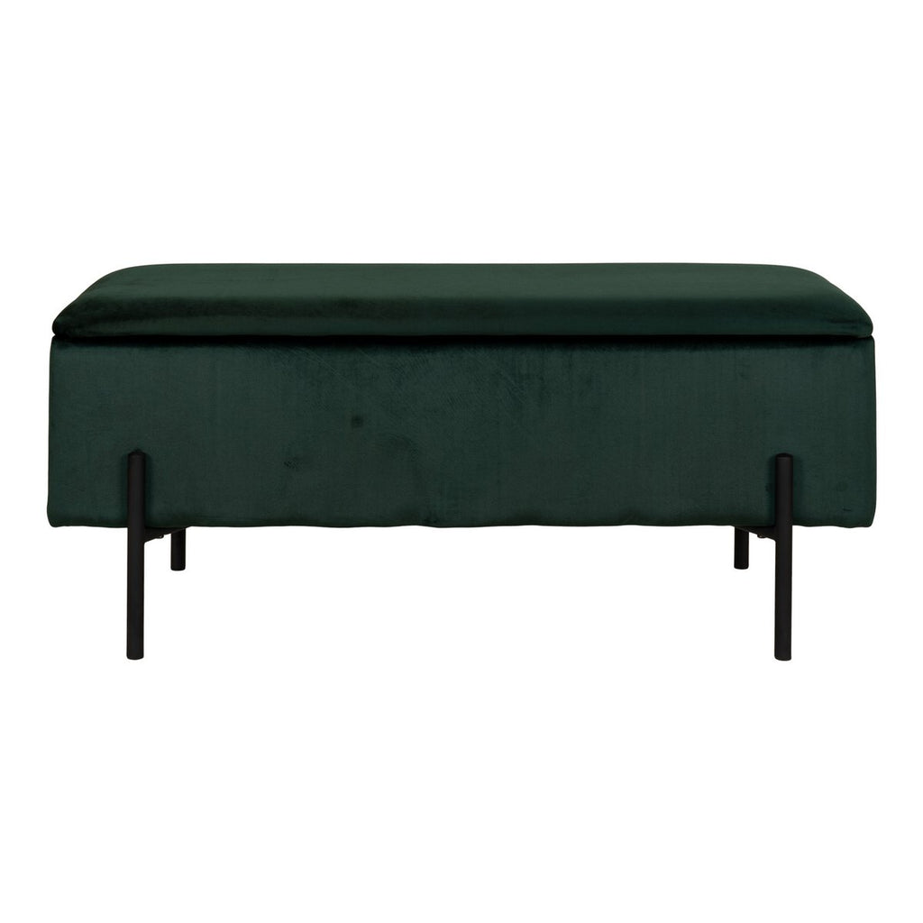 Banc coffre Watford – Velours vert & pieds métal noir
