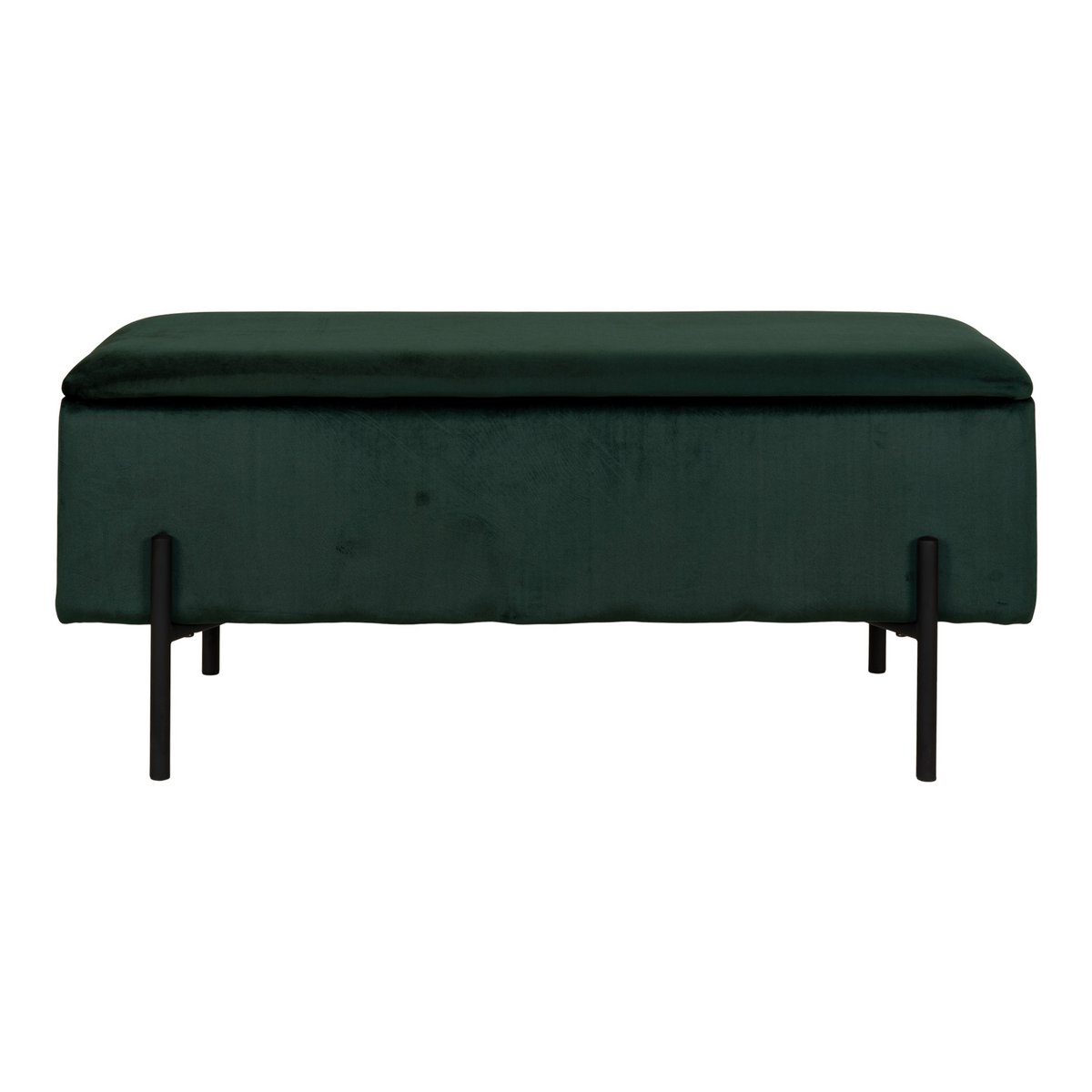 Banc coffre Watford – Velours vert & pieds métal noir