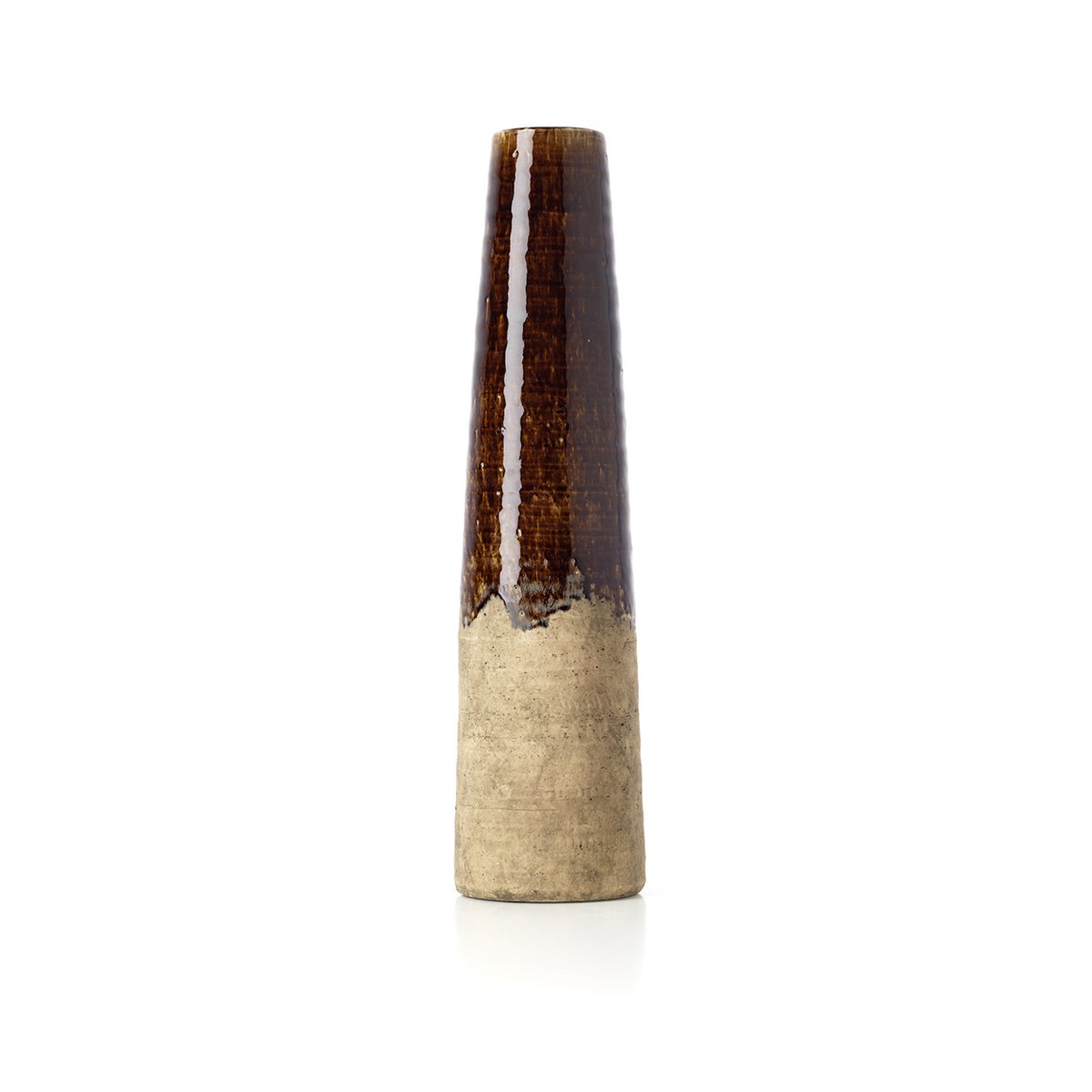 Vase conique en grès Ambre – Brun Béton – L | Bazar Bizar