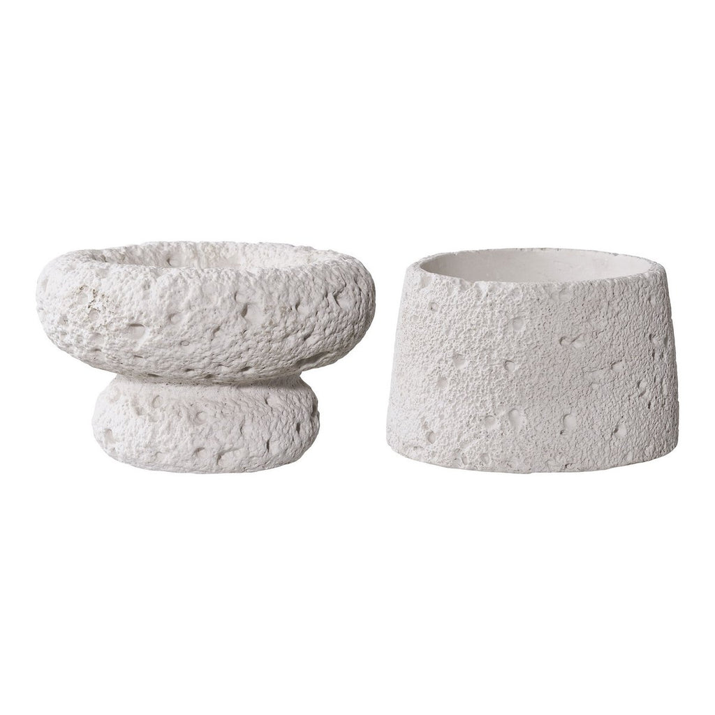 Bougeoirs en ciment – Gris (lot de 2)