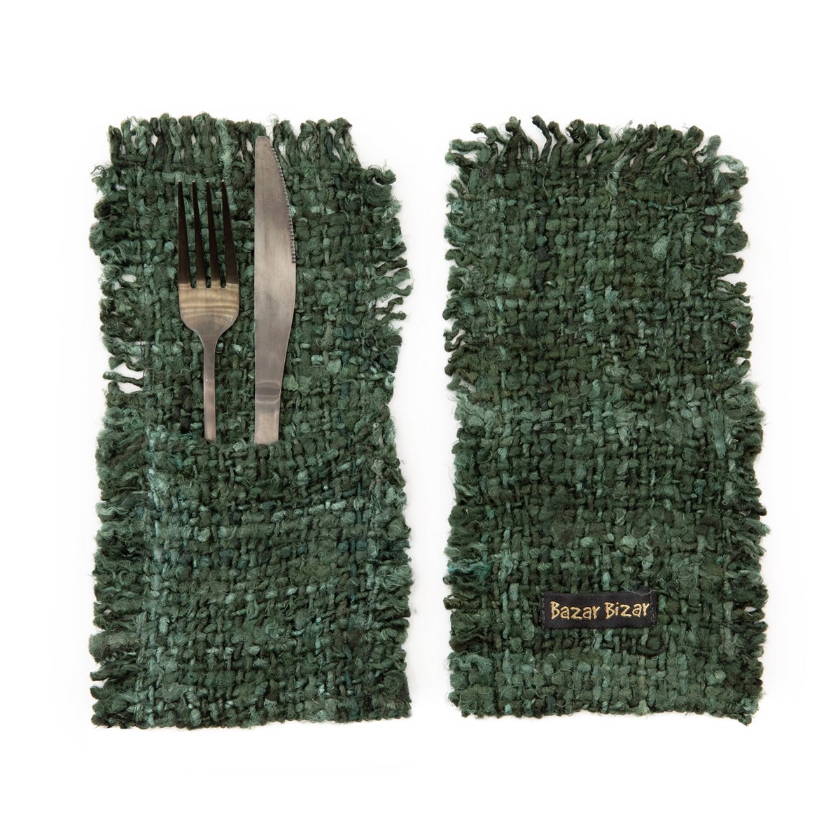 Porte-couverts en coton Oh My Gee – Vert Forêt | Bazar Bizar