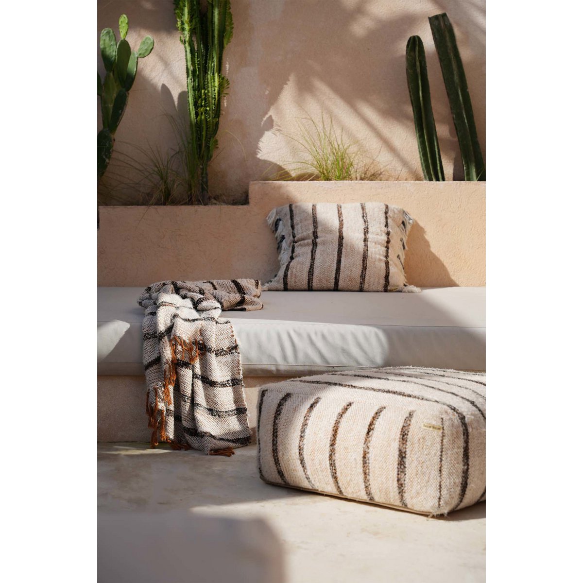 Plaid en coton à franges S’il Vous Plaît – Blanc Bohème | Bazar Bizar