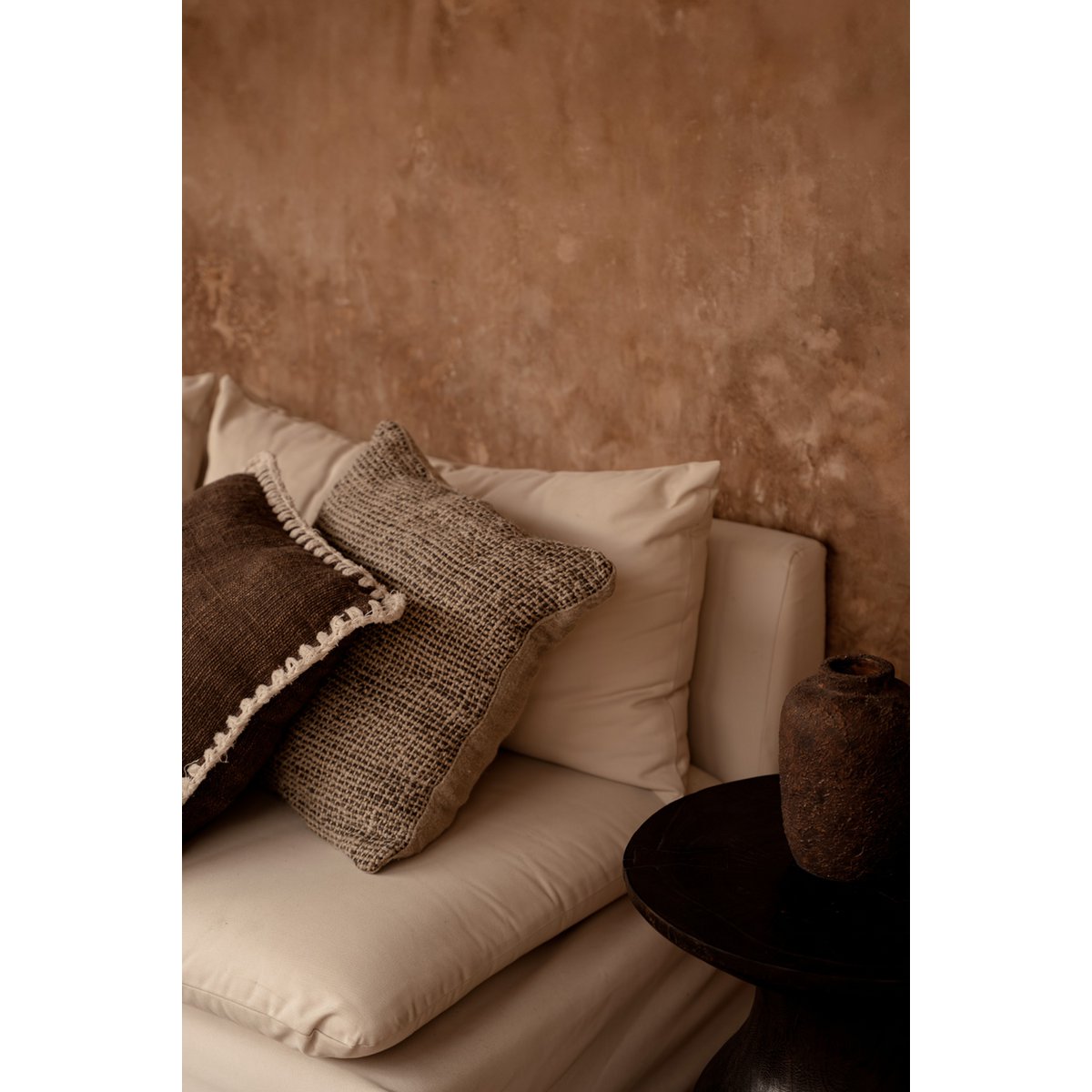 Housse de coussin en lin Grain de Lin – Noir Naturel – 50×50cm | Bazar Bizar
