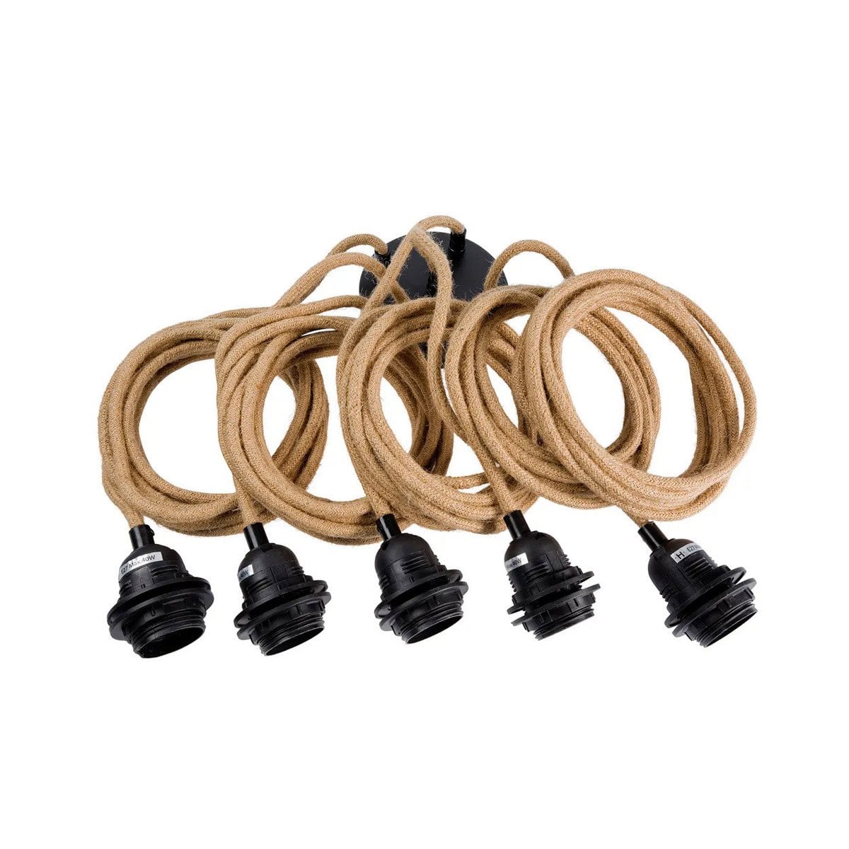 Plafonnier en grappe 5 cordons – Noir Naturel | Bazar Bizar
