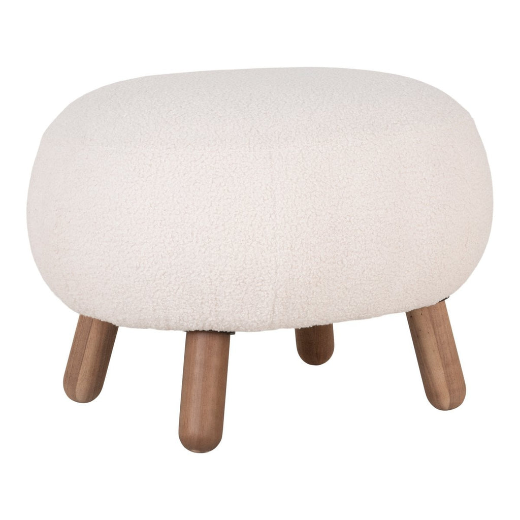 Repose-pieds Savona - Blanc, Polyester/Hévéa/Pin, 60x50x37 cm