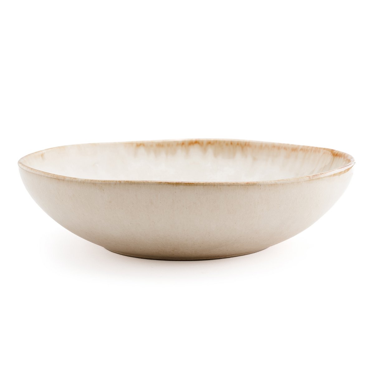 Assiette à pâtes en grès Cascais – Blanc Bord Terre Brûlée | Bazar Bizar