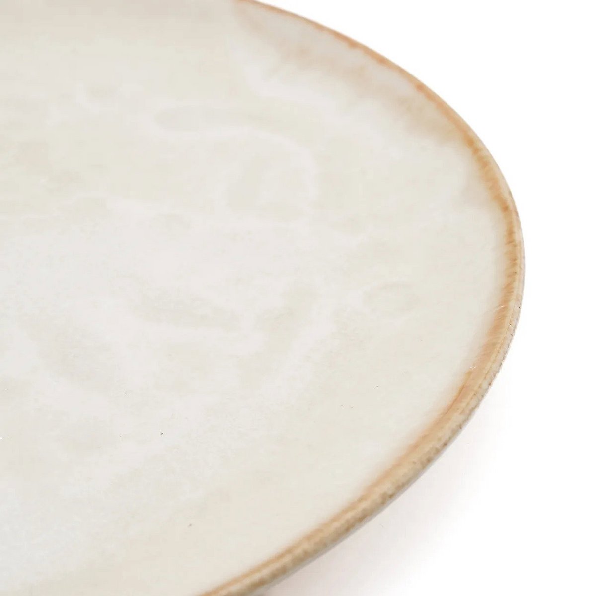 Assiette à salade en grès Cascais – Blanc Bord Marron | Bazar Bizar