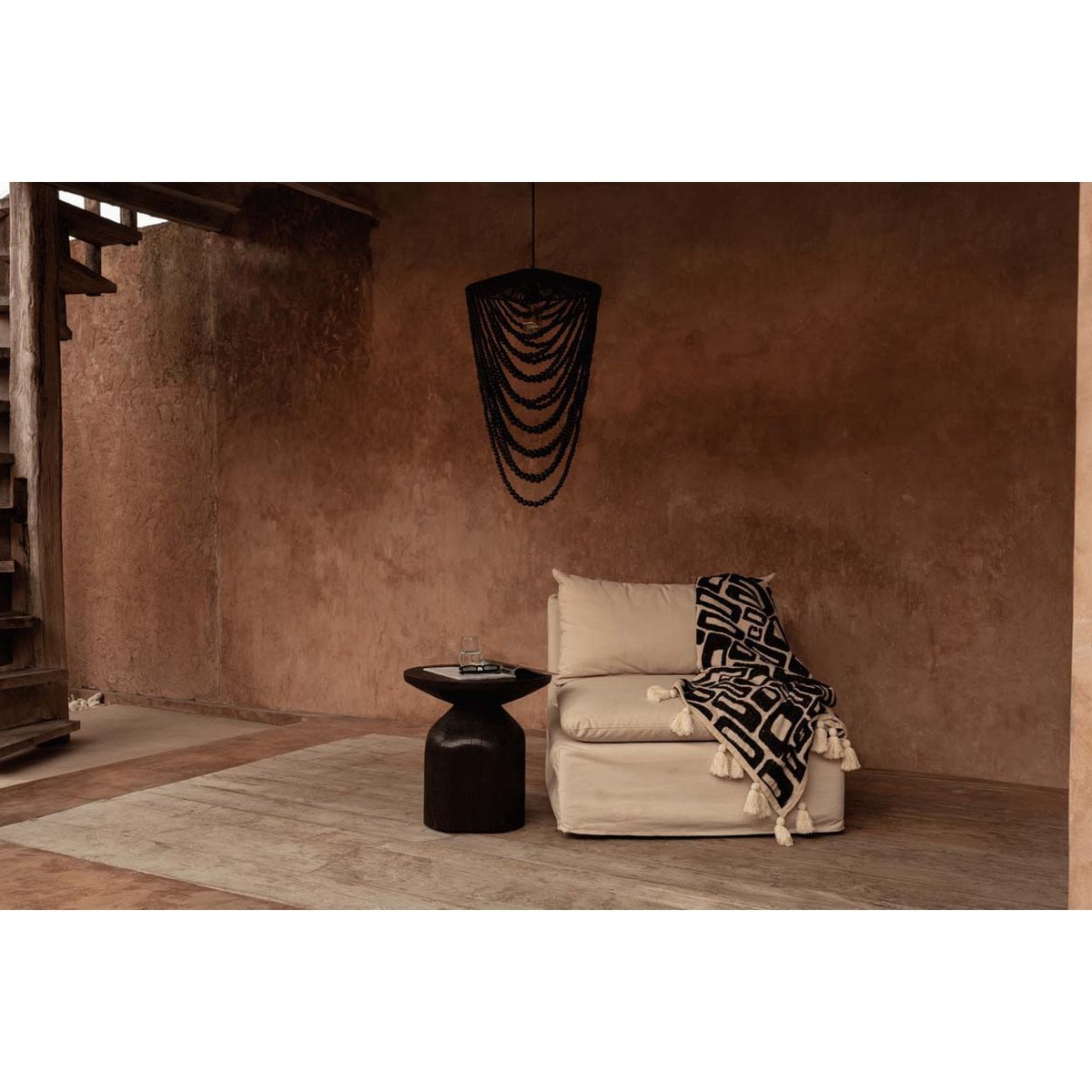 Le Lustre en Perles de Bois - Noir - L