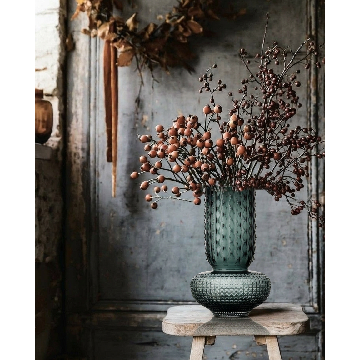 Vase Bijou Saphir bleu L en verre recyclé – 38 cm