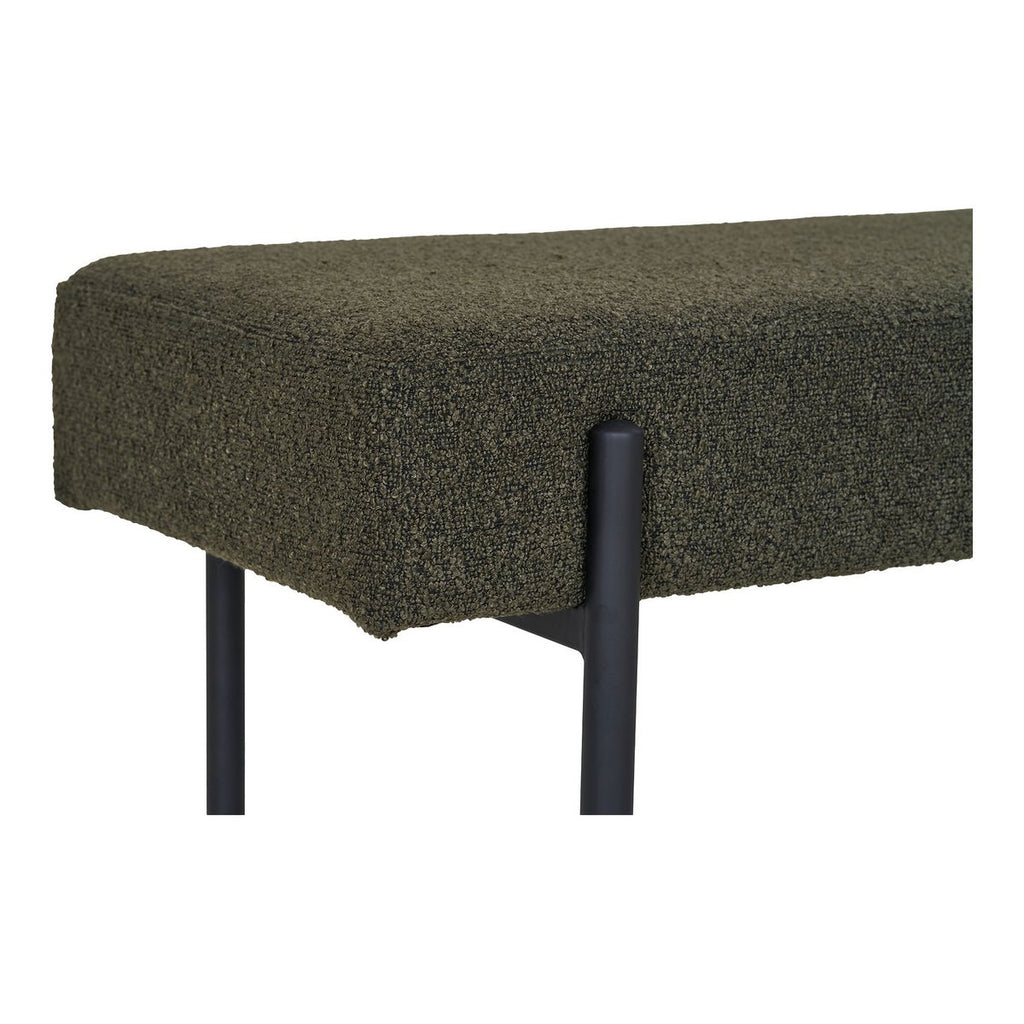 Banc Swindon – Vert foncé, acier, tissu, contreplaqué, 100 x 36 x 42,5 cm