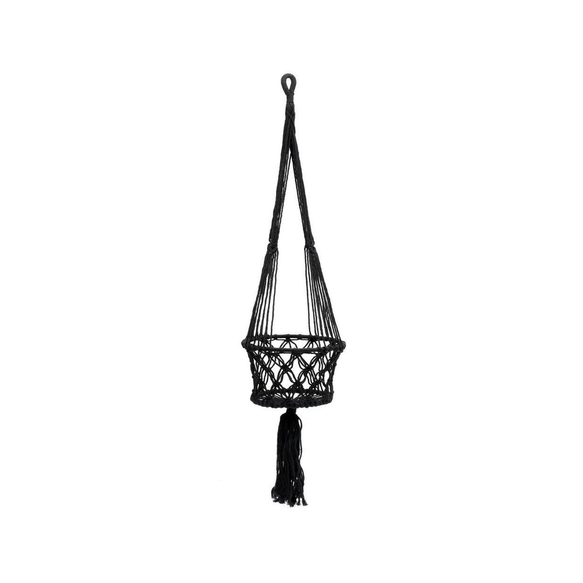 Suspension pour plantes en macramé coton – Noir – M | Bazar Bizar
