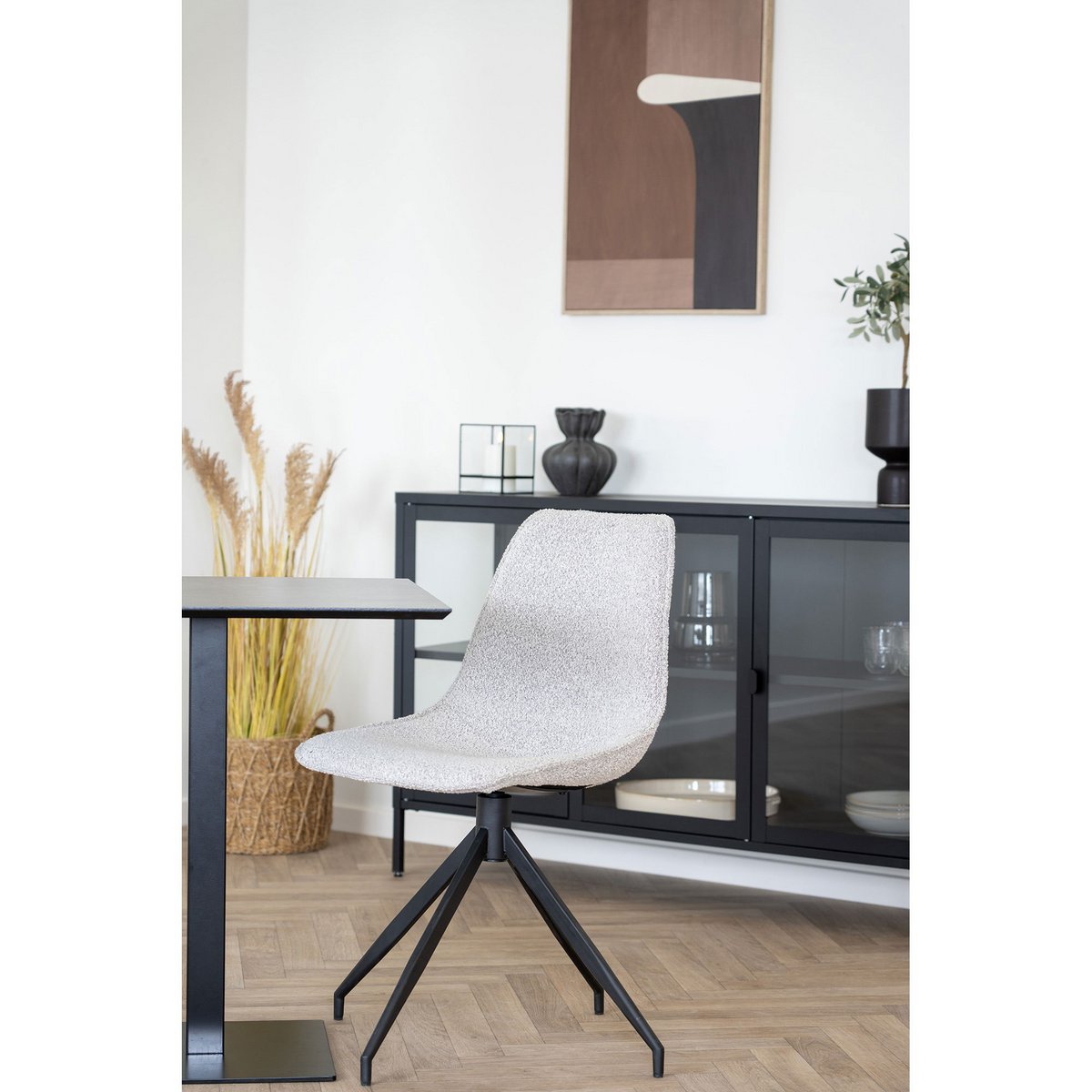 Chaise de salle à manger Monaco – Bouclé sable (lot de 2)