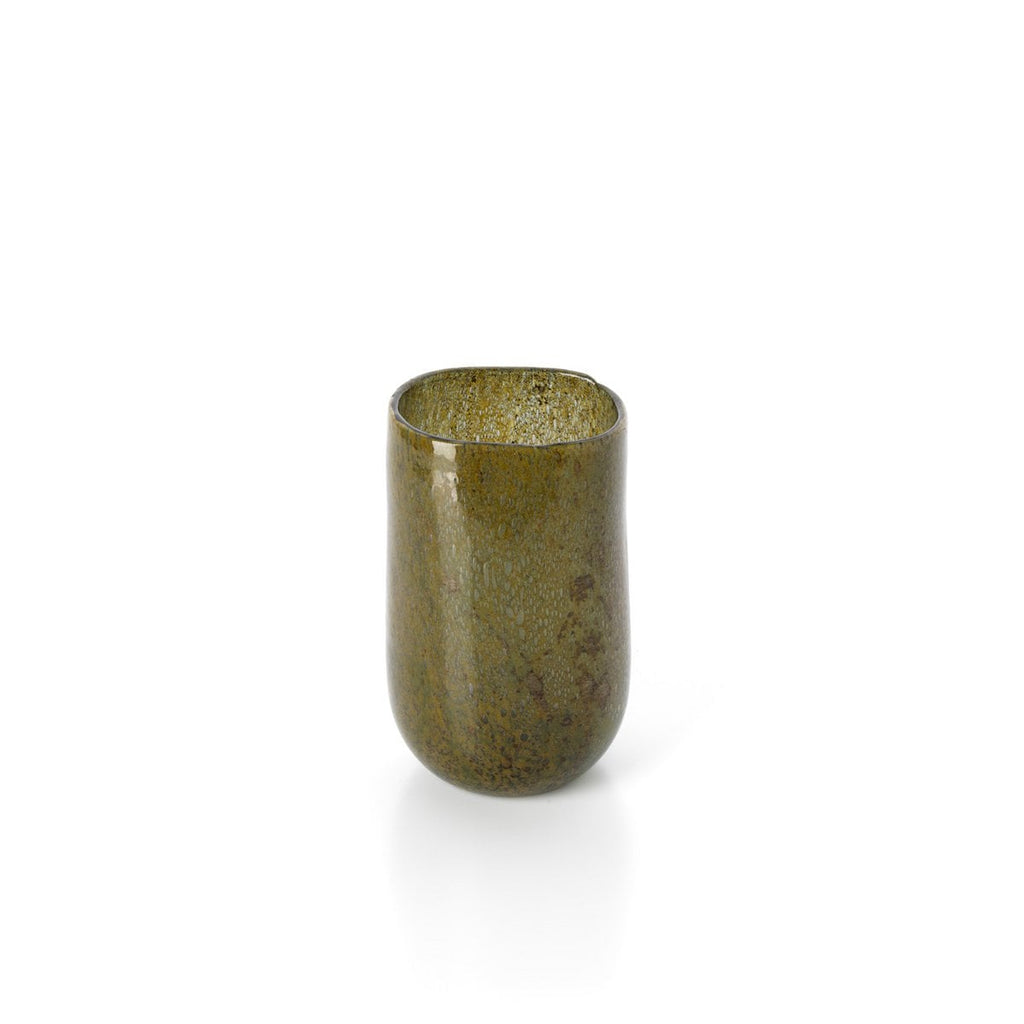 Vase Forest vert olive bas en verre – 22 cm