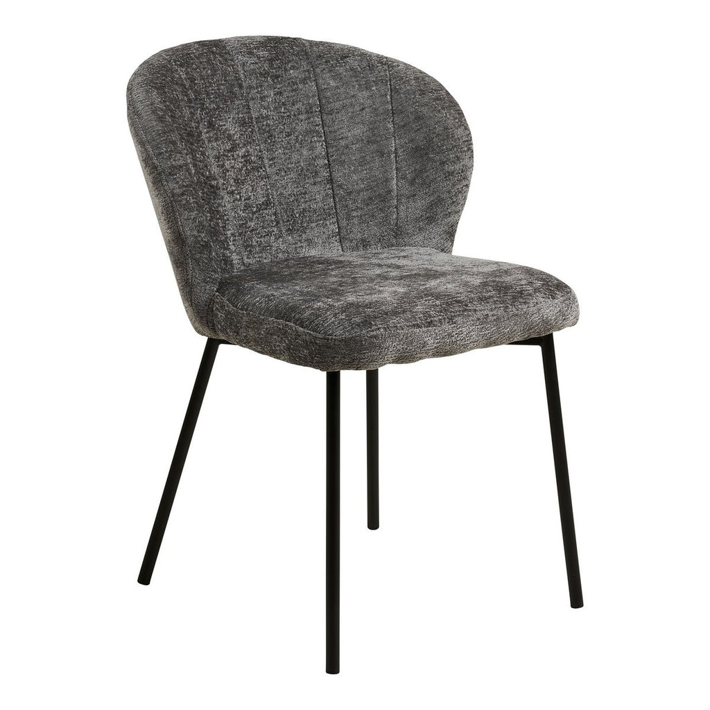 Chaise de salle à manger Roanne, gris, pieds noirs, HN1319 - Lot de 2