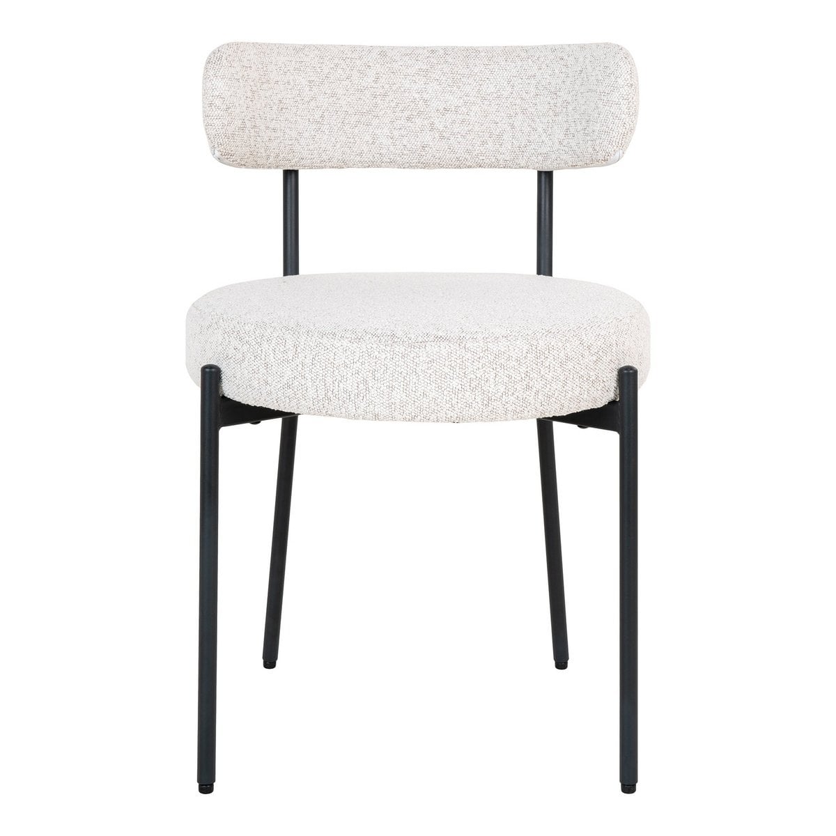 Chaise de Salle à Manger Badalona - Bouclé Blanc, Pieds Noirs - Lot de 2