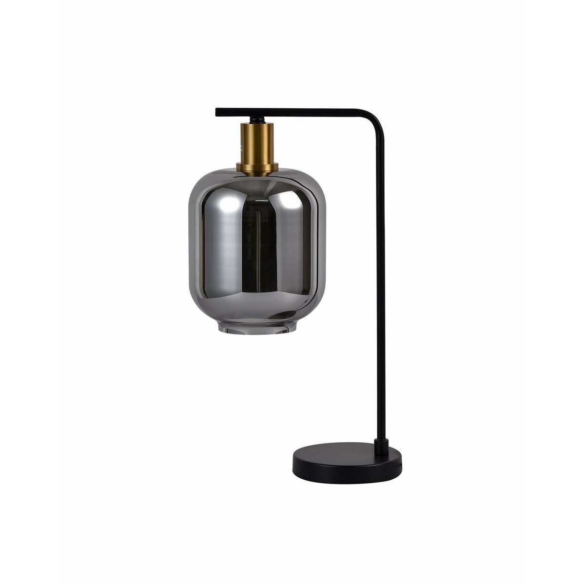 Lampe à poser Lily en acier inoxydable et verre fumé